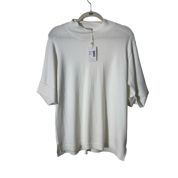 NWT Ecru Ivory Cuff Sleeve Mockneck Sweater Sz L - Picture 1 of 3